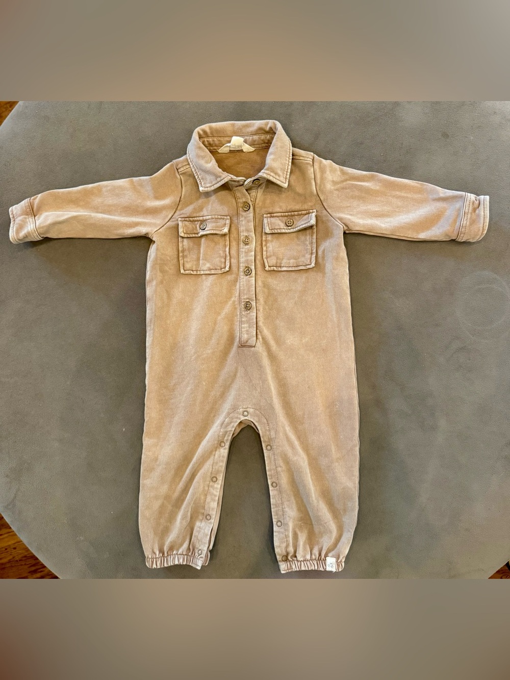Burt's Bees Baby Tan Long-Sleeve One-Piece Romper
